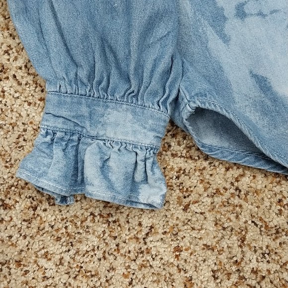 2906 Size Med. Solutions Semi. Fitted Bleach Dyed Denim Shirt. - Picture 3 of 9